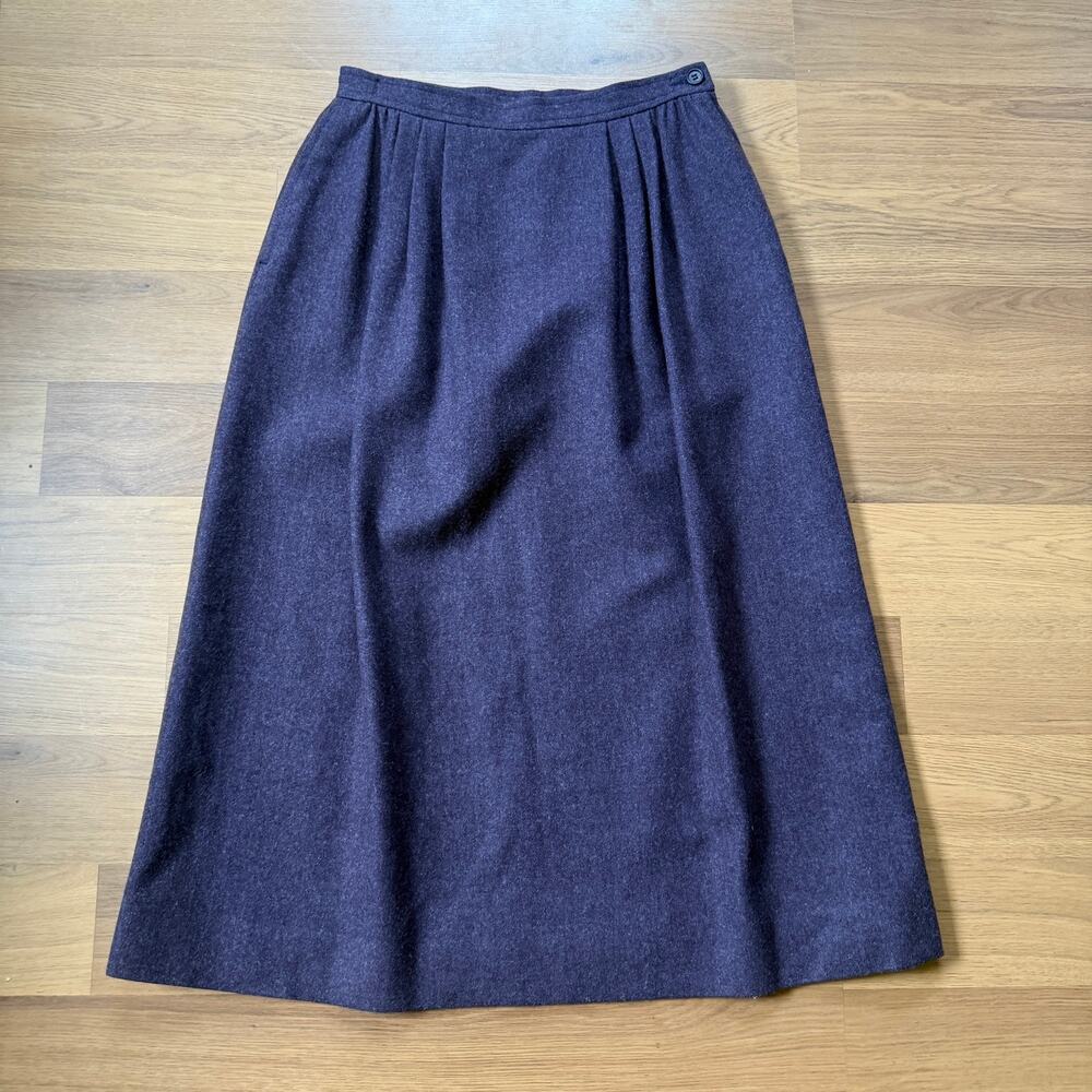 Women's Vintage 80's Pendleton Dark Purple Wool Long Skirt Sz 6 (24 x 29) VTG